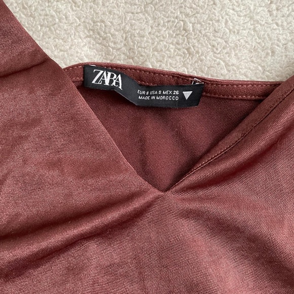 Zara Ruched Midi Slip Dress Brown/Bronze - Picture 5 of 7